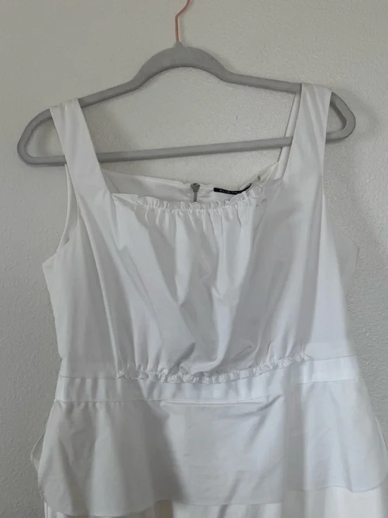 ELIE TAHARI BROOKE PEPLUM SHEATH DRESS WHITE SNAKESKIN YELLOW COTTON 12 NEW $368 - Picture 3 of 10